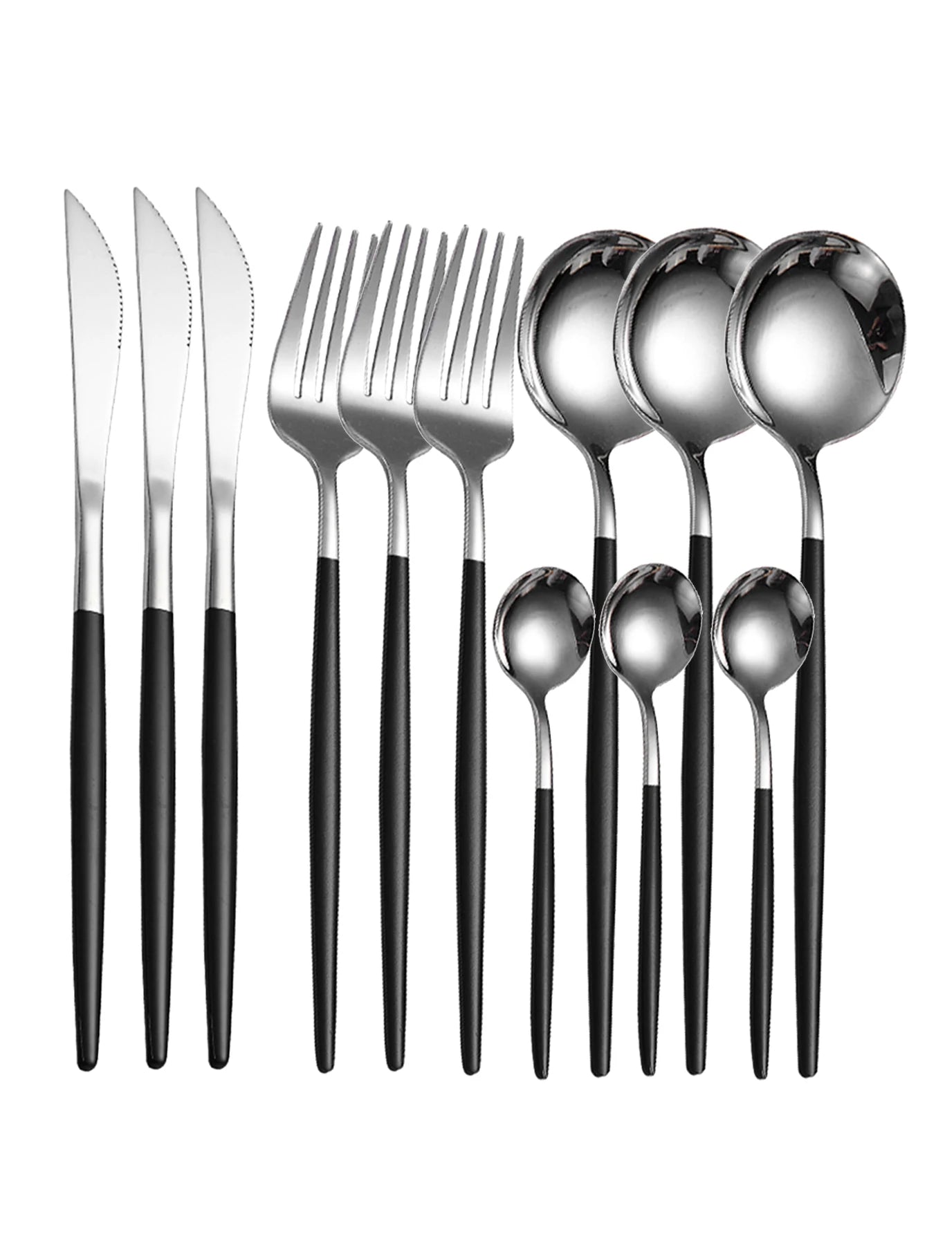 12pc Thin stainless steel cutlery set Portugal steak knife and fork dessert spoon coffee spoon