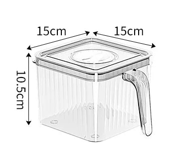 Refrigerator Storage Box with Handle, Vegetable and Fruit Fresh-keeping Storage Box with Lid, Stackable Transparent Storage Box