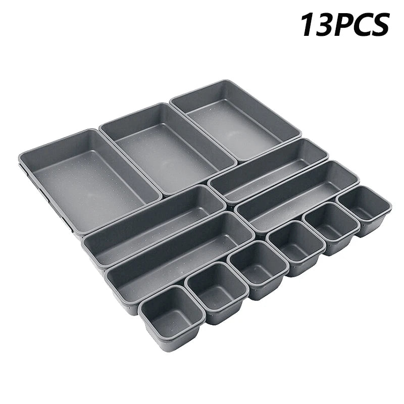 13Pcs Drawer Organizers Separator for Home Office Desk Stationery Storage Box for Kitchen Bathroom Makeup Organizer Boxes