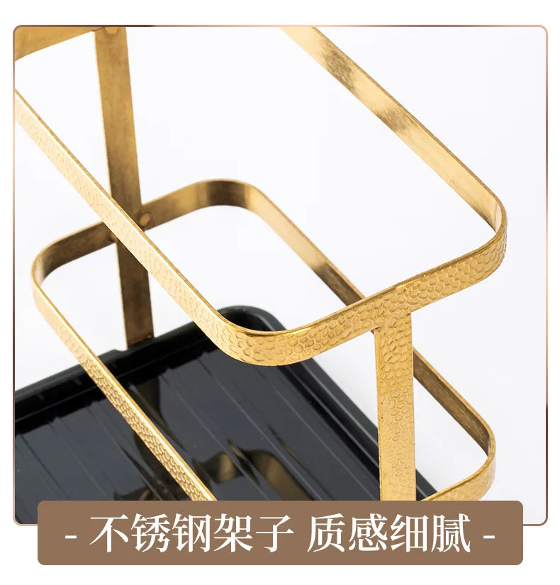 Light Luxury Double Layer Chopsticks Holder, Tableware Cage, Punch-Free, Fork, Spoon, Draining Tray, Kitchen Storage, Hanging