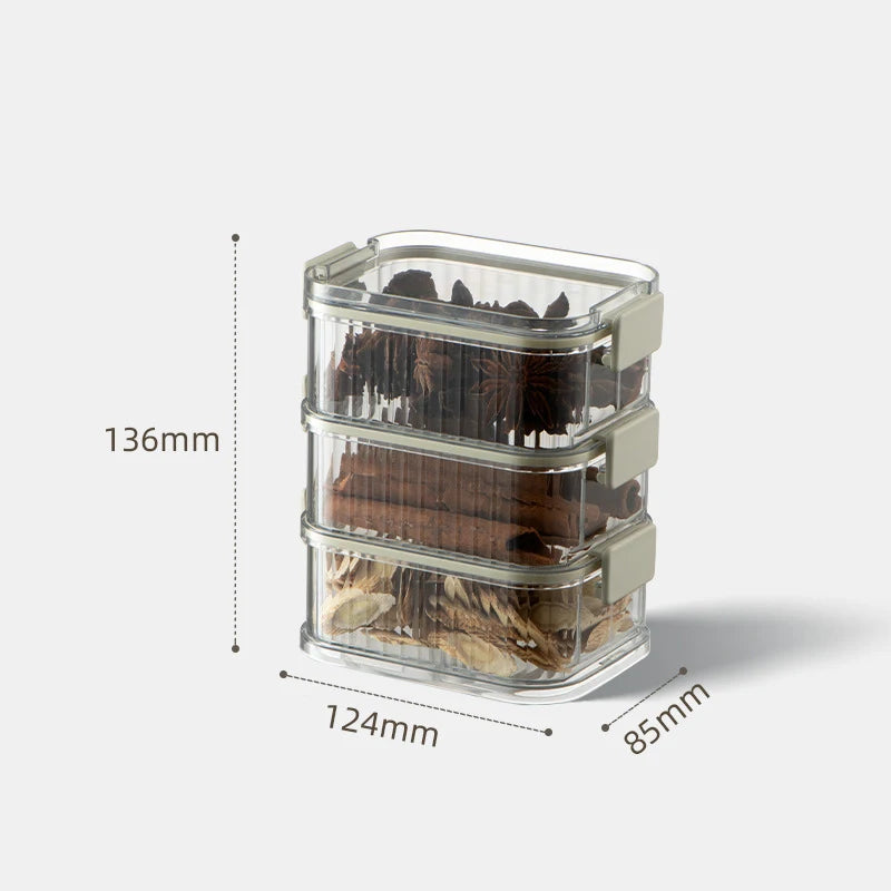 Stackable Spice Storage Boxes Plastic Seasoning Jar Multi-Layer Food Container Crisper Cereal Coffee Beans Sealed Organizers