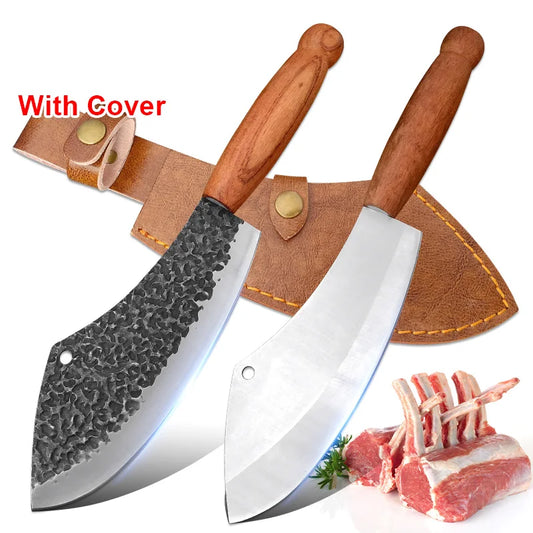 Cuchillo de Cocina Forjado – Multiusos, Mango de Madera, Ideal para Carne y Verduras