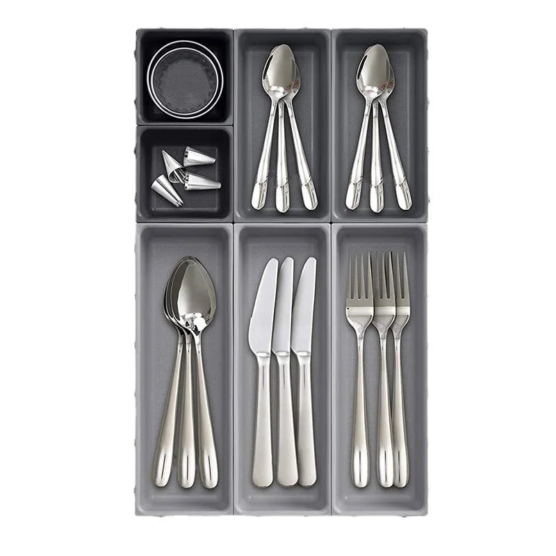 7pcs Drawer Kitchen Storage Box Cutlery Organizer Free Combination Separated Multifunction Sundries Stationery Desk Storage tray