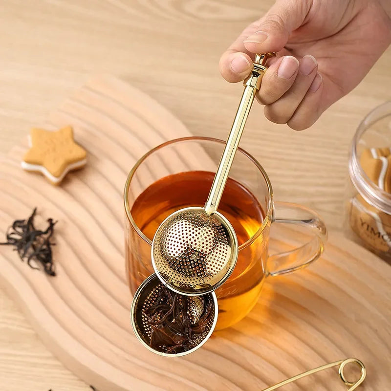 Press Type 304 Stainless Steel Tea Ball Infuser Retractable Metal Coffee Powder Cha Strainer Kitchen Diffuser Sieve For Spice