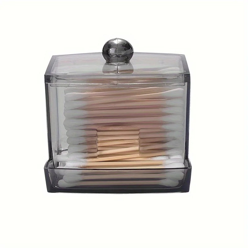 Acrylic Cotton Swab Holder with Bamboo Lid Clear Dispenser Bathroom Containers Canister Cotton Swab Holder Bathroom Accessories