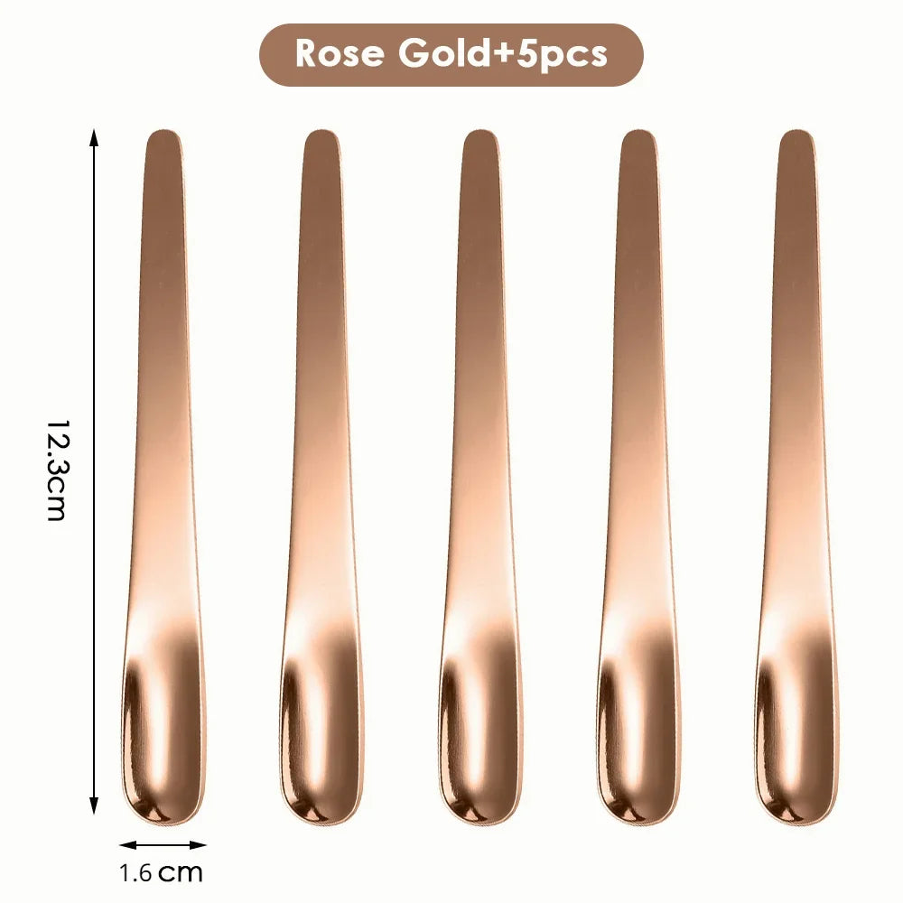 5PCS Coffee Spoon Stainless Steel Flat Spoon For Dessert Small Coffee Scoop Mixer Stirring Bar  Kitchen Tableware spoon