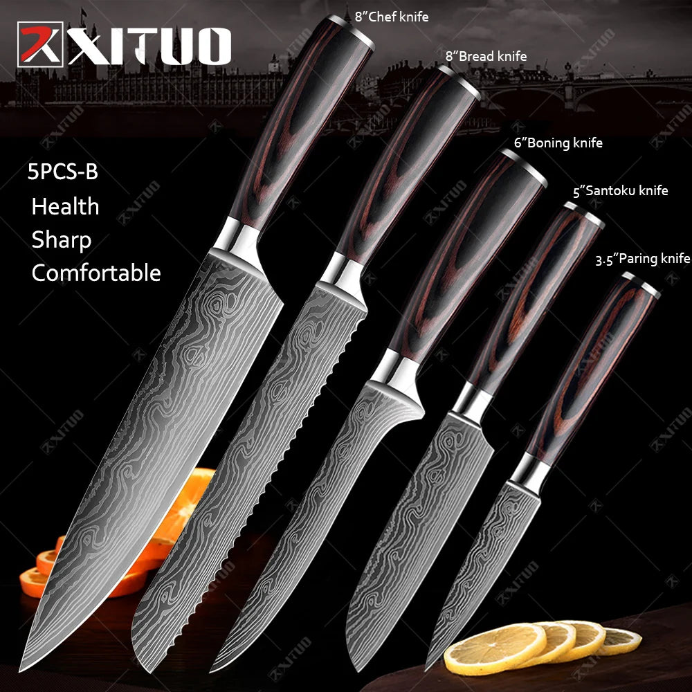 Juego de Cuchillos de Cocina de Alta Calidad – Santoku y Chef Japonés