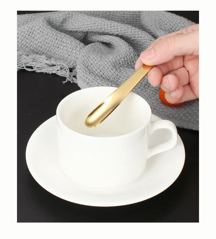 5PCS Coffee Spoon Stainless Steel Flat Spoon For Dessert Small Coffee Scoop Mixer Stirring Bar  Kitchen Tableware spoon