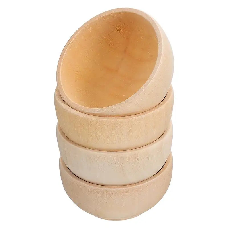 4pcs Mini Unique Small Wood Bowls Kids Wooden Bowl Toy Unfinished Wood Playthings DIY Wooden Cutlery DIY Supplies For Kids