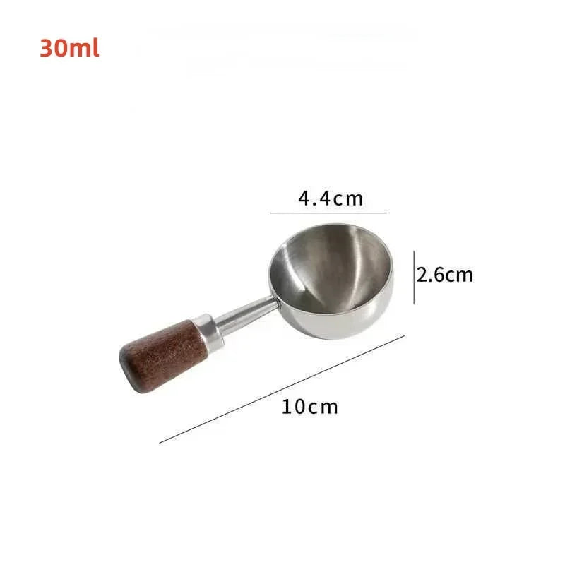 Stainless Steel Walnut Coffee Bean Measuring Spoons Household Tools High Profile Level Long Handle Coffee Powder Measuring Spoon