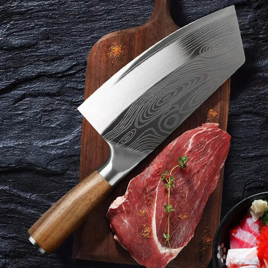 Cuchillo de Carnicero Profesional con Patrón Damasco Láser