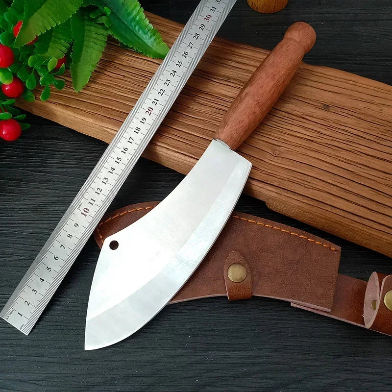 Cuchillo de Cocina Forjado – Multiusos, Mango de Madera, Ideal para Carne y Verduras