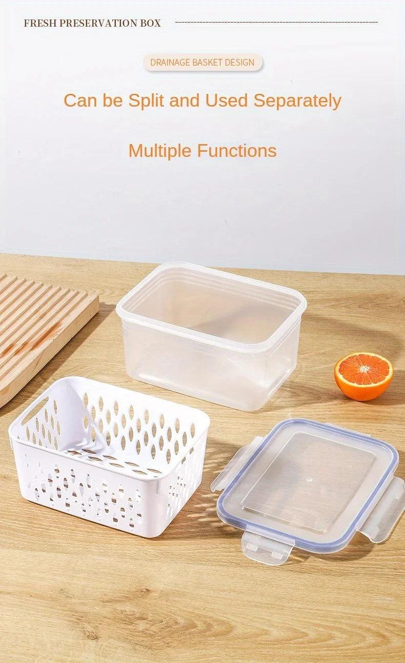 1/2/3pcs Refrigerator Storage Box Fridge Organizer Fresh Vegetable Fruit Drain Basket Storage Container Pantry Kitchen Organizer