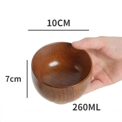 Japanese Wooden Bowls Jujube Wood Children Baby Adults Small Soup Bowls Solid Wood Salad Bowls Retro Household Tableware