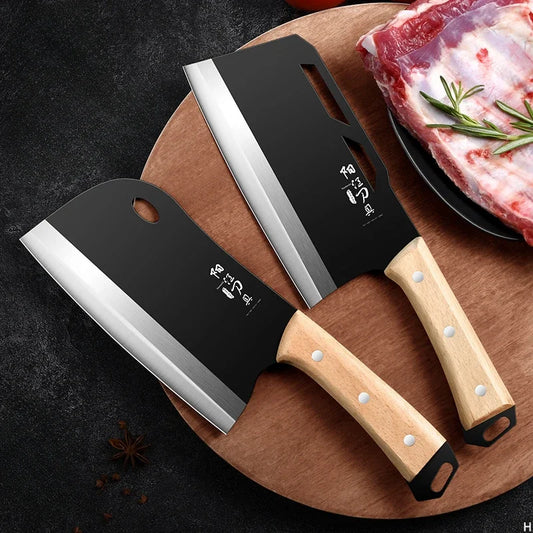 Cuchillo de Cocina de Acero Carbono – Alta Dureza, Rebanador y Picador Doble Uso