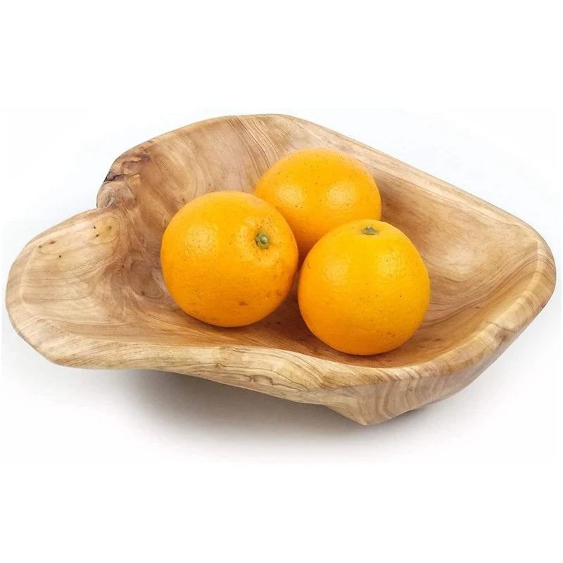 Wooden Fruit Salad Serving Bowl Hand-Carved Root Bowls Creative Living Room Real Wood Candy Bowl