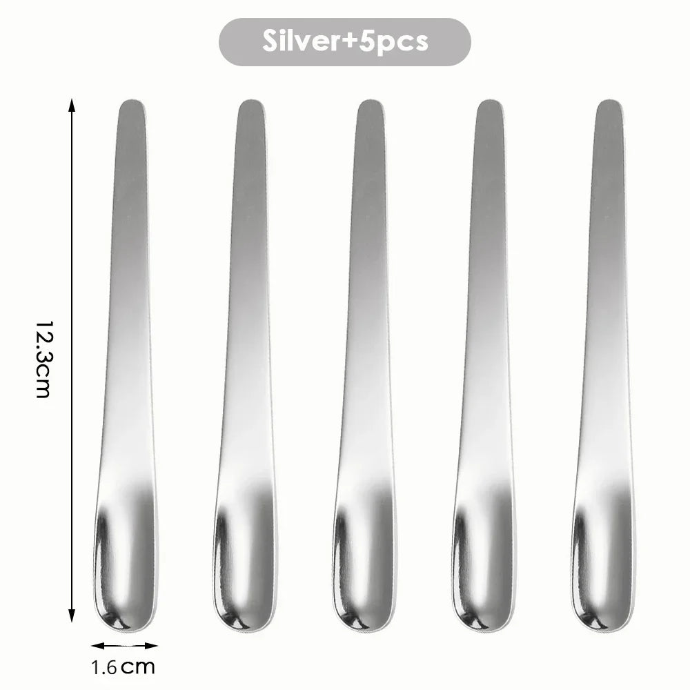 5PCS Coffee Spoon Stainless Steel Flat Spoon For Dessert Small Coffee Scoop Mixer Stirring Bar  Kitchen Tableware spoon