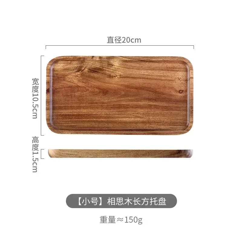 Rectangle Wooden Tea Tray Serving Table Plate Snacks Food Storage Dish for Hotel Home