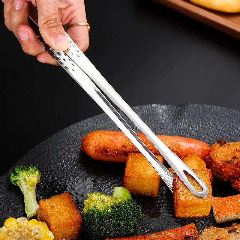 Food Tongs Stainless Steel Barbecue Tongs Meat Salad Steak Food Serving Tongs Tweezers Long BBQ Cooking Tongs Kitchen Utensils