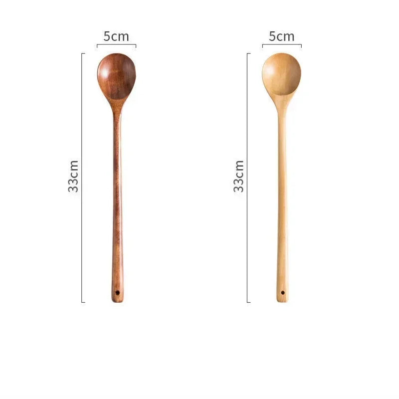 Long Wooden Stirring Spoon Natural Wood Soup Tableware Cooking Honey Coffee Spoon Mixing Spoon Wood Utensils VIE LENTE