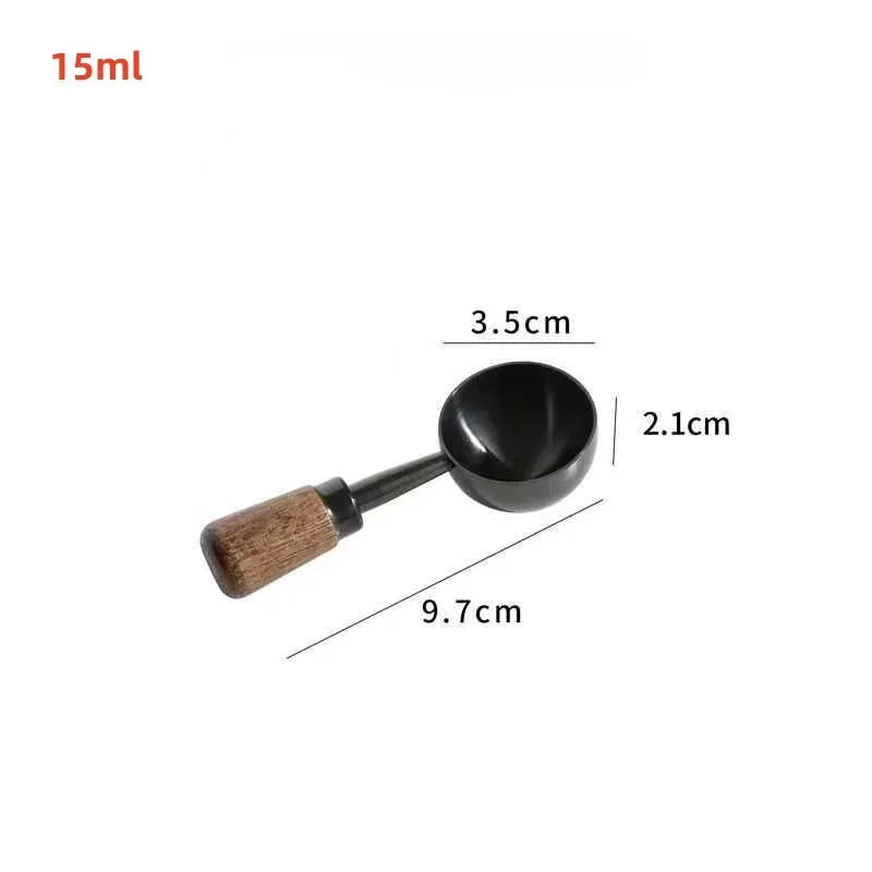 Stainless Steel Walnut Coffee Bean Measuring Spoons Household Tools High Profile Level Long Handle Coffee Powder Measuring Spoon