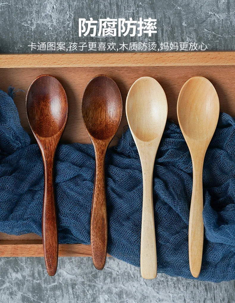 Wooden Spoon Wood Tableware Spoon Anti-Scald Tea Coffee Stirring Spoons Kitchen Cooking Utensil Tool Soup Teaspoon Cucharas 숟가락