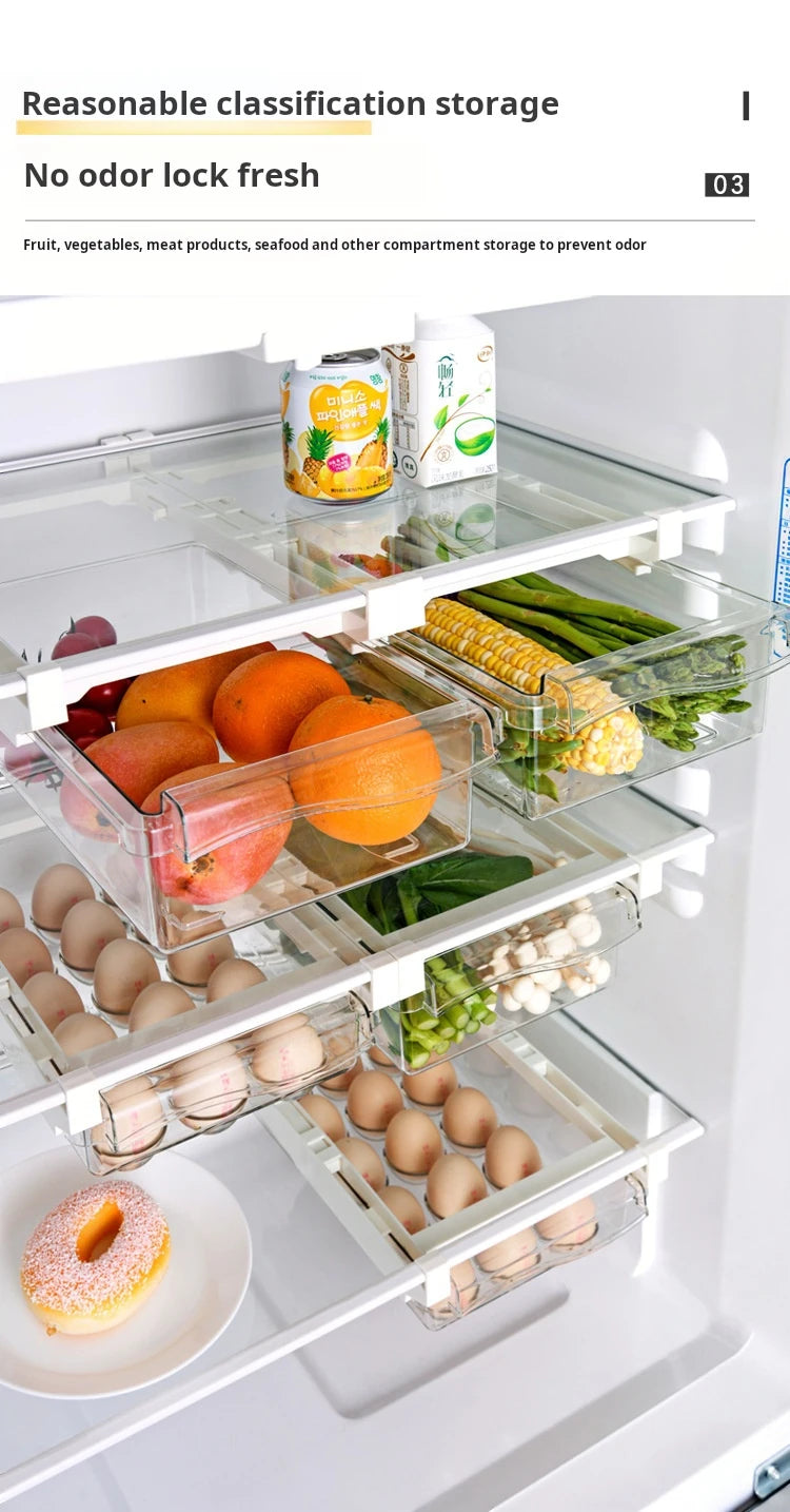 Refrigerator Egg Storage Box Drawer Style Food Fruit Egg Rack Egg Holder Household Plastic Fresh-keeping Box