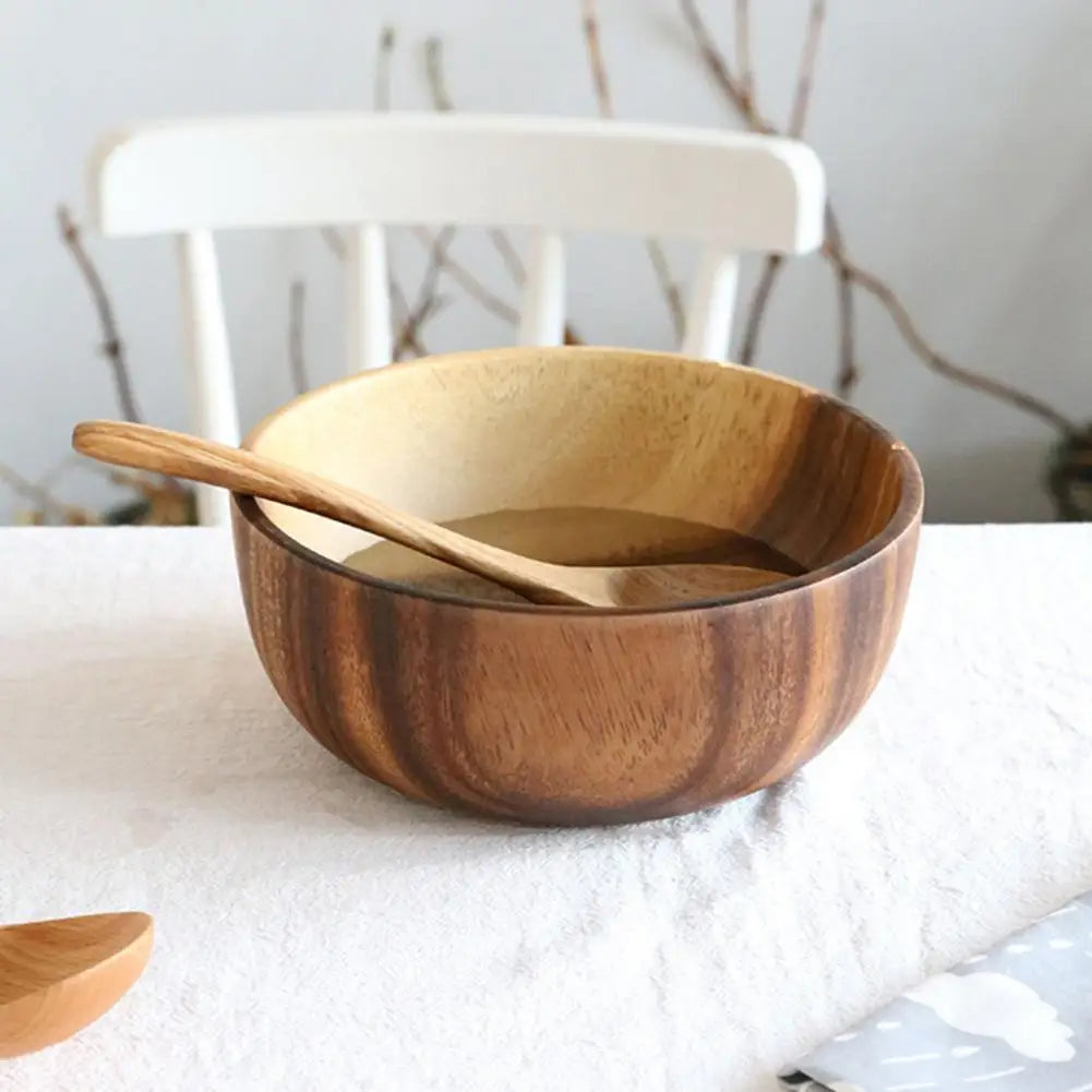 Good Grade Eco-Friendly Polishing Salad Bowl Japanese Practical Wooden Soup Bowl Kitchen Supplies