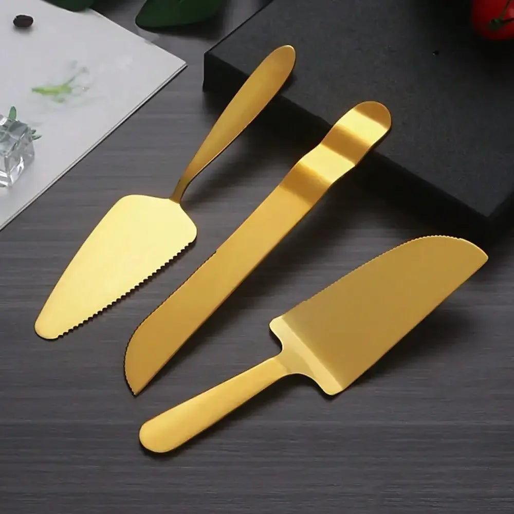 Stainless Steel Wedding Cake Cutter Gold Pizza Cutter Pastry Baking Tool Triangle Pizza Spatula Baking Cake Tool Cheese Spatula