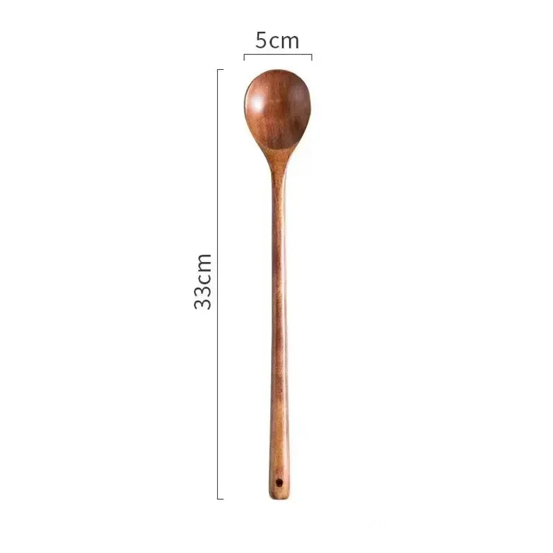 Long Wooden Stirring Spoon Natural Wood Soup Tableware Cooking Honey Coffee Spoon Mixing Spoon Wood Utensils VIE LENTE