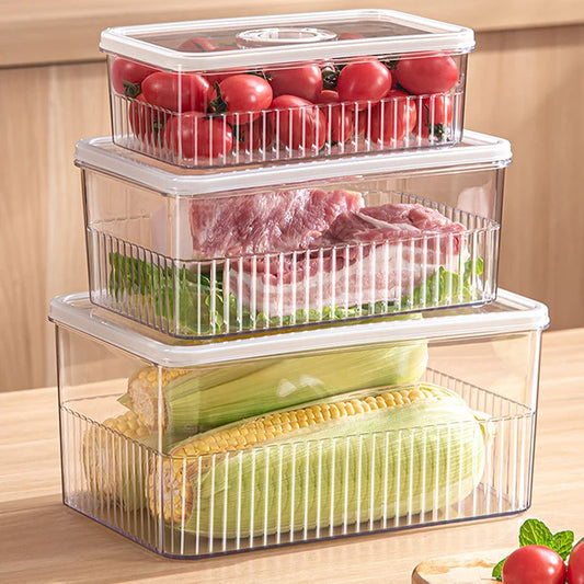 Transparent Fridge Organizer Food Storage Containers Fresh Vegetable Fruit Baskets Refrigerator Storage Box Kitchen Organizer