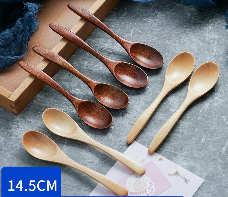 Wooden Spoon Wood Tableware Spoon Anti-Scald Tea Coffee Stirring Spoons Kitchen Cooking Utensil Tool Soup Teaspoon Cucharas 숟가락