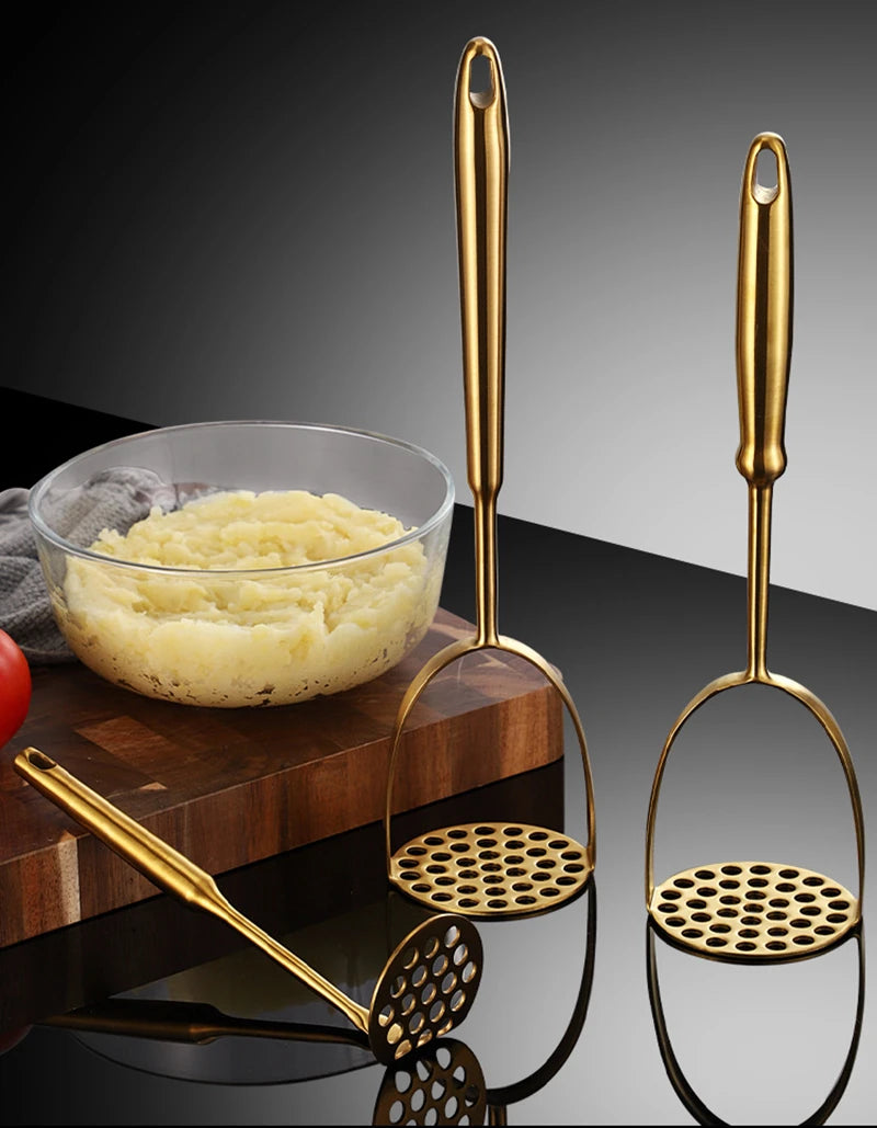 Home Stainless Steel Potato Masher Manual Food Crusher Smooth Garlic Presser Pumpkin Ricer Kitchen Gadgets Household Utensils