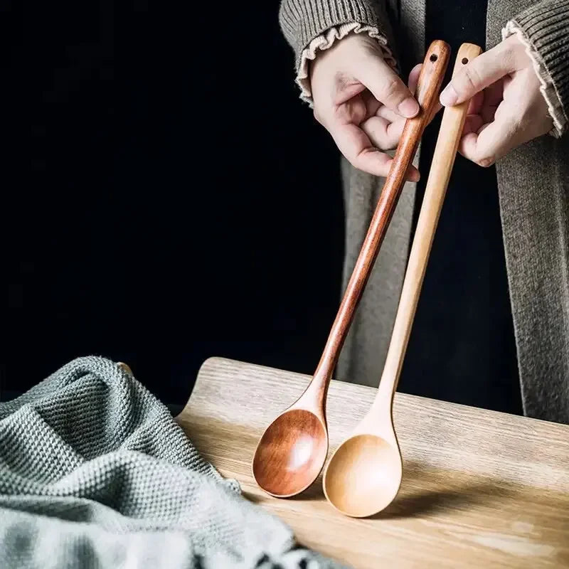 Long Wooden Stirring Spoon, Wooden Spoon With Long Handle, Wooden Spoon For Stirring And Cooking, Wooden Extended Cooking Spoon