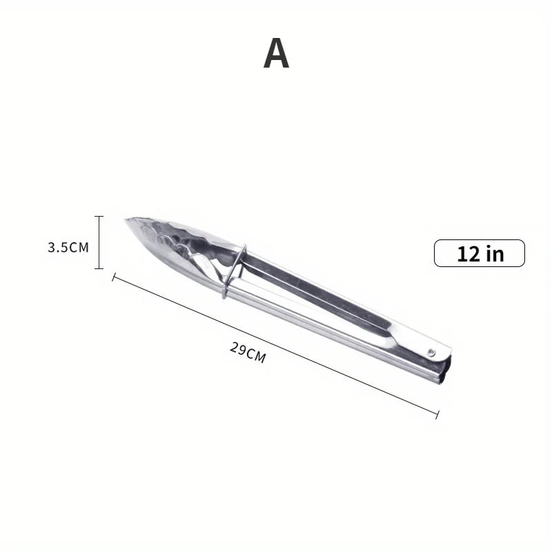 Non-slip Stainless Steel Food Tongs for Grilling Salad Bread Cooking Heat Resistant Handle Multifunctional Kitchen Utensils