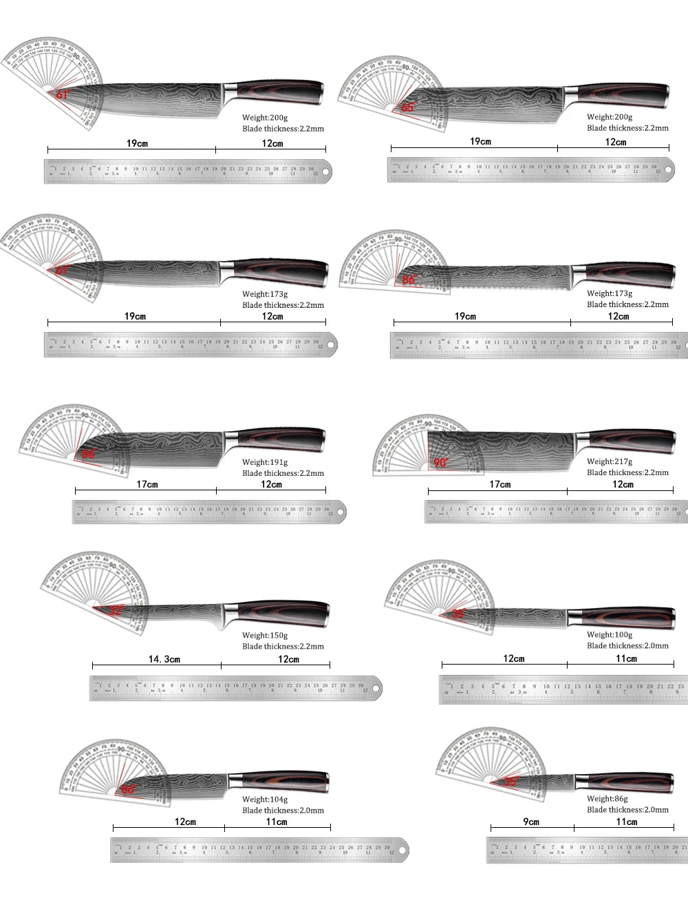 Juego de Cuchillos de Cocina de Alta Calidad – Santoku y Chef Japonés