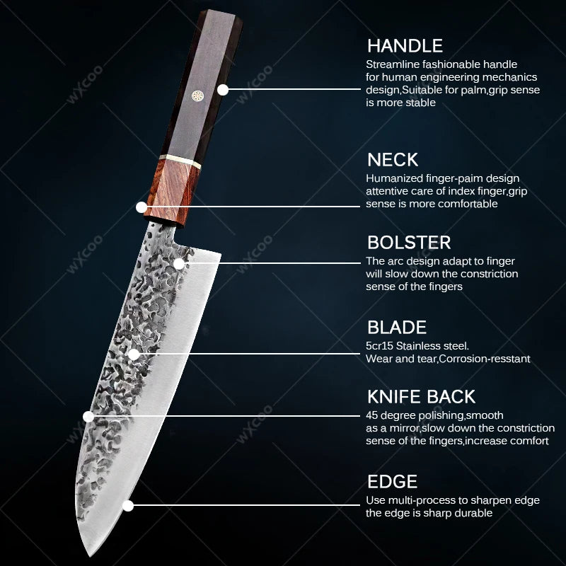 Cuchillo Santoku Japonés Profesional de Acero Inoxidable