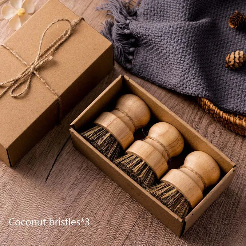 Natural dish cleaning brush wooden handle with Natural Sisal Coconut Kitchen cleaning Exquisite packing Special for gifts