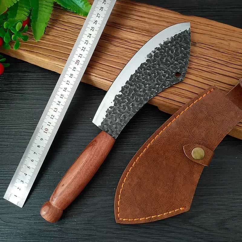 Cuchillo de Cocina Forjado – Multiusos, Mango de Madera, Ideal para Carne y Verduras