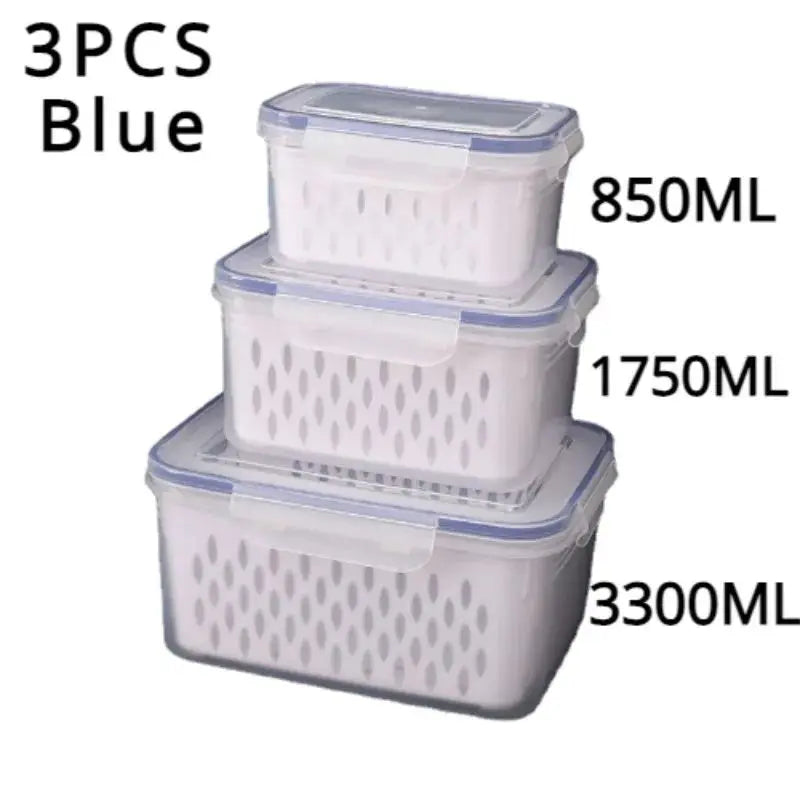 1/2/3pcs Refrigerator Storage Box Fridge Organizer Fresh Vegetable Fruit Drain Basket Storage Container Pantry Kitchen Organizer