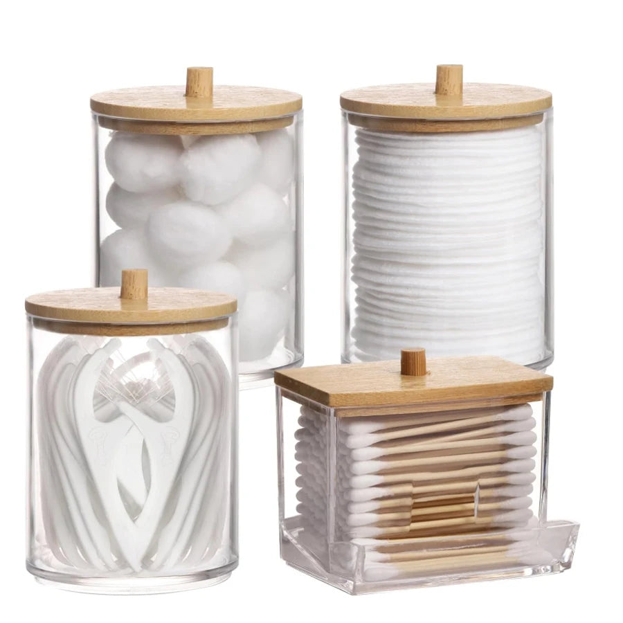 Acrylic swab Holders With Lid, Dust-proof Storage Jars for Swab, Jewelry, Powder Puffs, Beauty Eggs, Household Storage Box