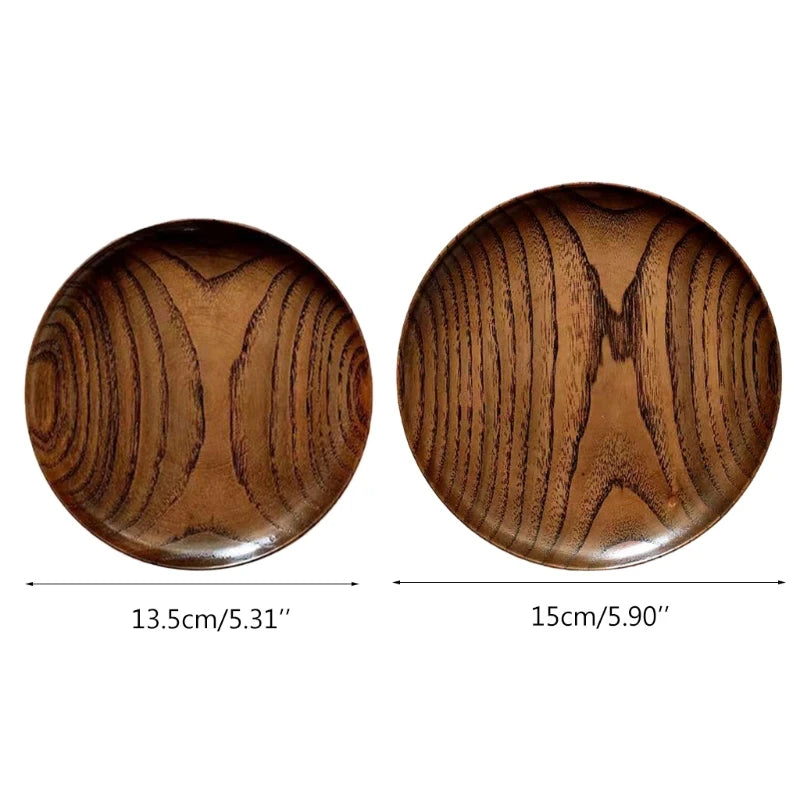 Round Solid Wood Plate Acacia Wood Fruit Dishes Wooden Saucer Tea Tray Dessert Dinner Breakfast Plate Tableware Dishes