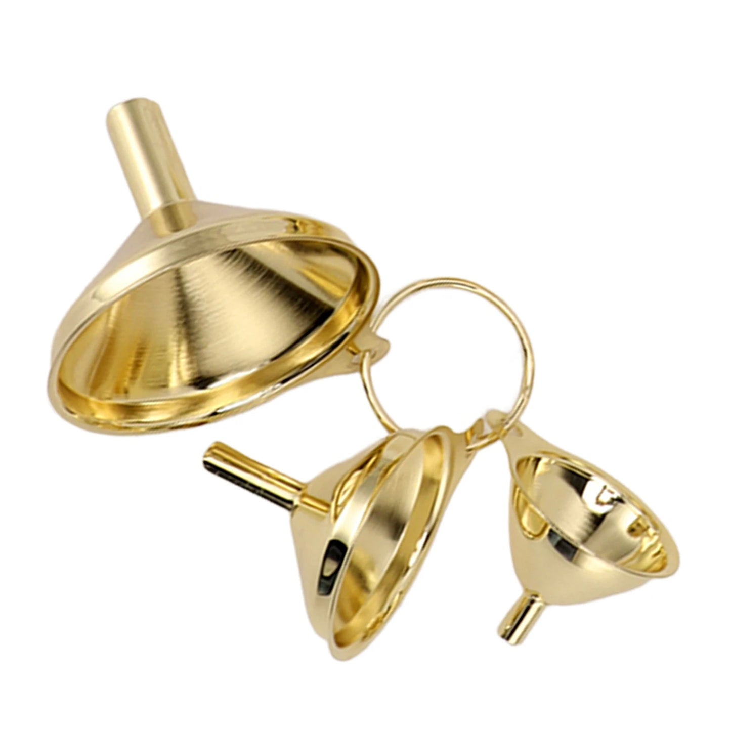 3Pcs/set Gold Stainless Steel Funnel for Filling Small Bottles and Containers Home Kitchen Tool