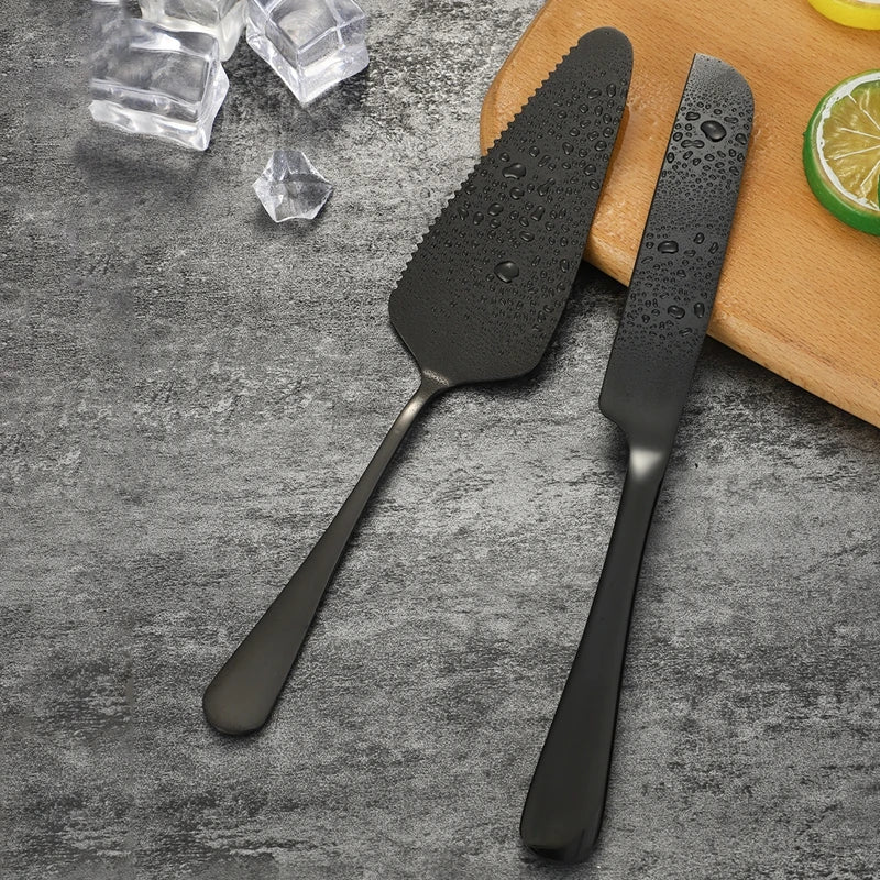 2Pcs Cake Knife Shovel Set Stainless Steel Tableware Kit Cake Cutting Tools Pie Pizza Spatula Wedding Birthday Party Supplies