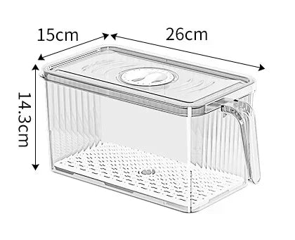 Refrigerator Storage Box with Handle, Vegetable and Fruit Fresh-keeping Storage Box with Lid, Stackable Transparent Storage Box