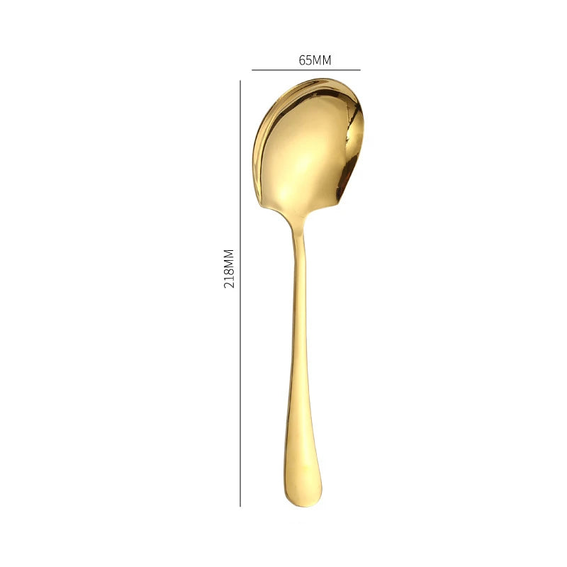 Stainless Steel Gold Korean Serving Spoon Tableware Soup Ladle Colander Fork Shovel Restaurant Public Cutlery Kitchen Utensil