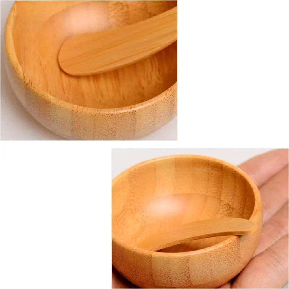 1/2/3pcs Mini Size Bamboo DIY Face Mask Mixing Bowl with Spoon Aromatherapy Bowl Set Massage Oil Face Care Makeup Tool Kits