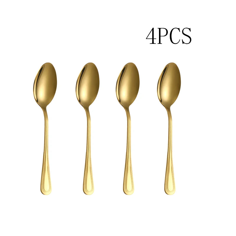 4/8/12PCS Stainless steel mirror Light Gold dessert spoon Coffee spoon suitable for hotel restaurant home kitchen