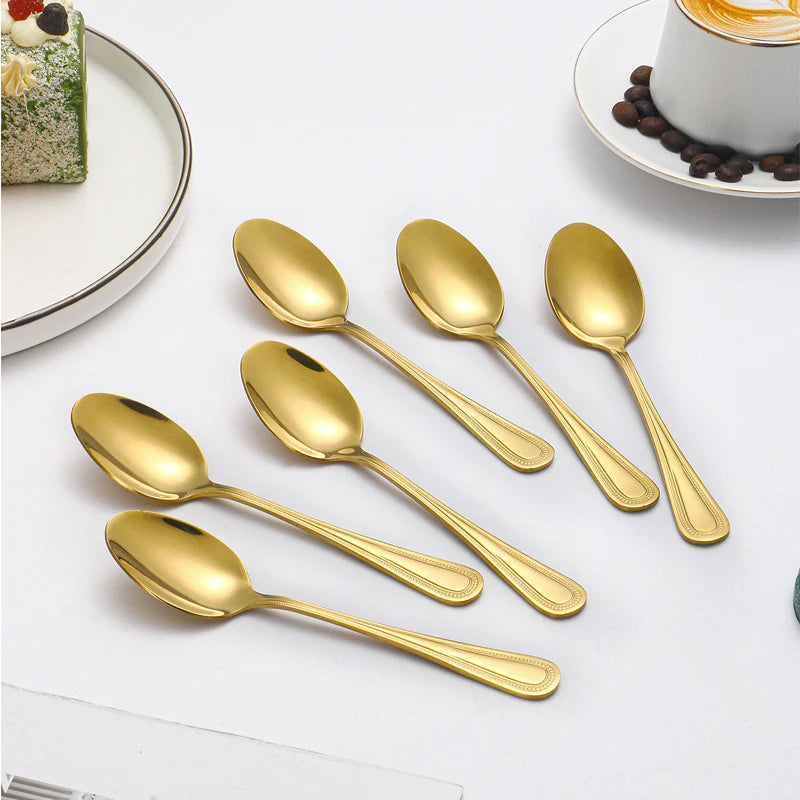 4/8/12PCS Stainless steel mirror Light Gold dessert spoon Coffee spoon suitable for hotel restaurant home kitchen