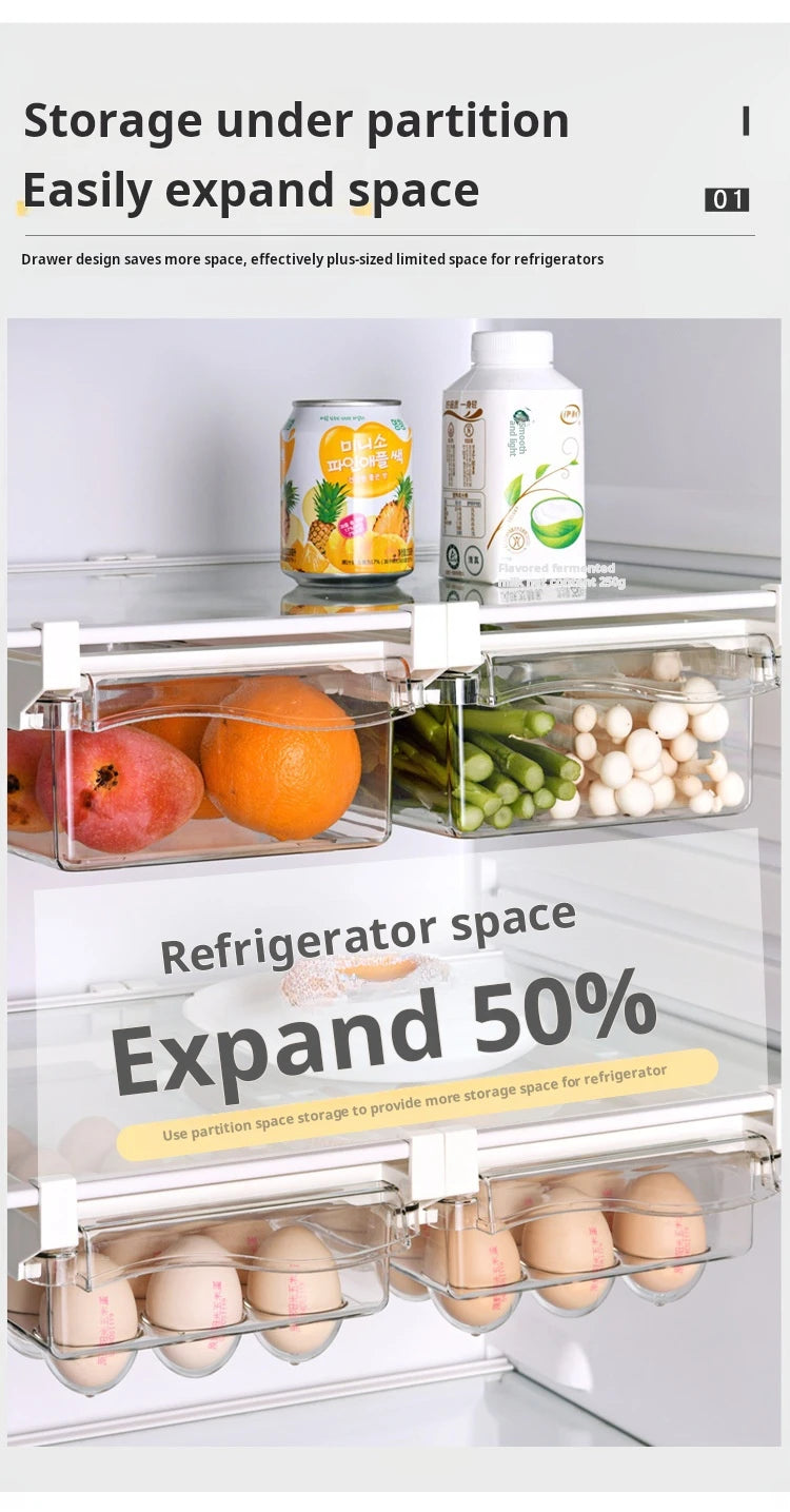 Refrigerator Egg Storage Box Drawer Style Food Fruit Egg Rack Egg Holder Household Plastic Fresh-keeping Box